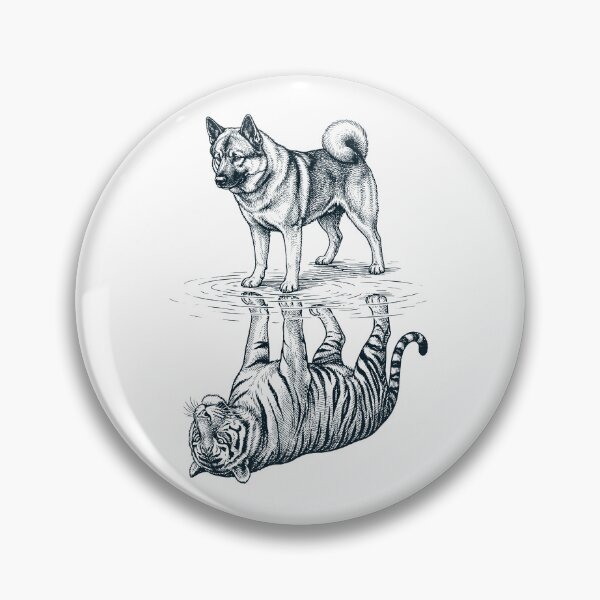 Item preview, Vintage Norwegian Elkhound Reflection Tiger Dog Lover designed and sold by DoodleTortle.