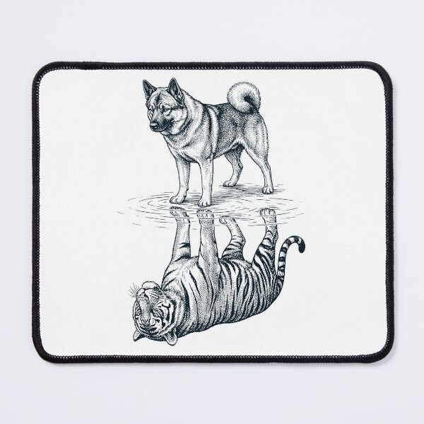 Item preview, Vintage Norwegian Elkhound Reflection Tiger Dog Lover designed and sold by DoodleTortle.