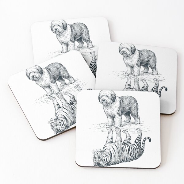 Item preview, Vintage Old English Sheepdog Reflection Tiger Dog Lover designed and sold by DoodleTortle.
