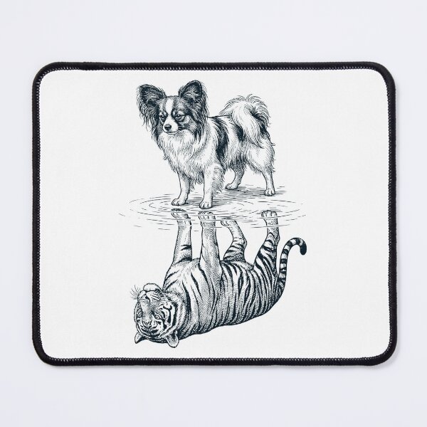 Item preview, Vintage Papillon Reflection Tiger Dog Lover designed and sold by DoodleTortle.