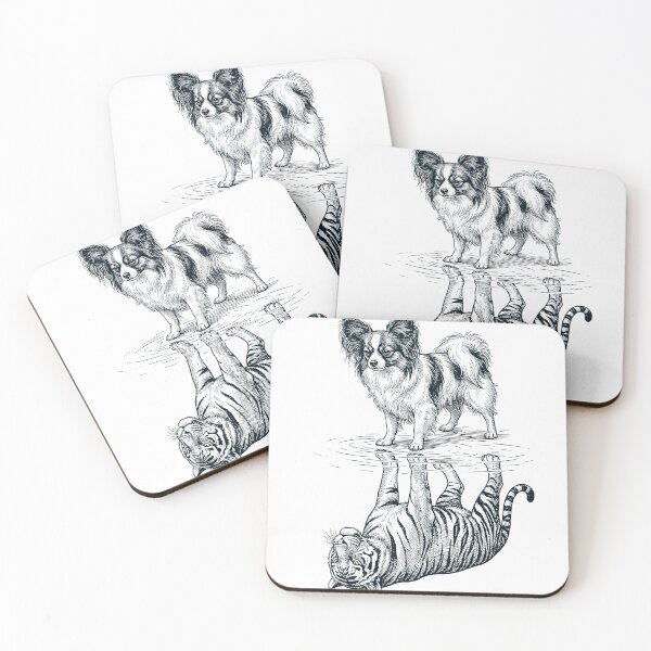 Item preview, Vintage Papillon Reflection Tiger Dog Lover designed and sold by DoodleTortle.