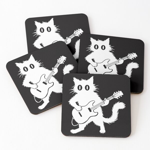 Item preview, Fuzzy Cat Playing Electric Guitar Grunge Sketch designed and sold by seven things shop.