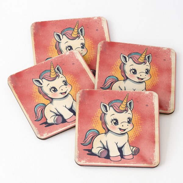 Item preview, Unicorn – Cute Retro Baby Unicorn Illustration designed and sold by All-About-Life.