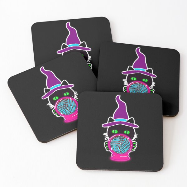 Item preview, Neon Witch Cat with Yarn Crystal Ball designed and sold by ArtyWares.