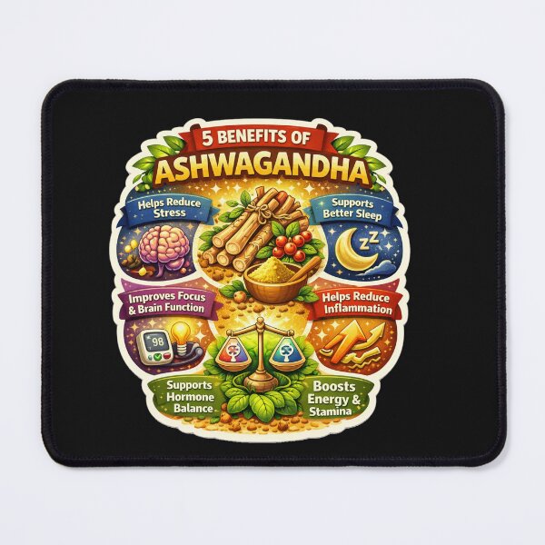 Item preview, 5 Benefits of Ashwagandha, Herbal Wellness, Stress Relief, Sleep & Energy Boost Design designed and sold by Right-UR.