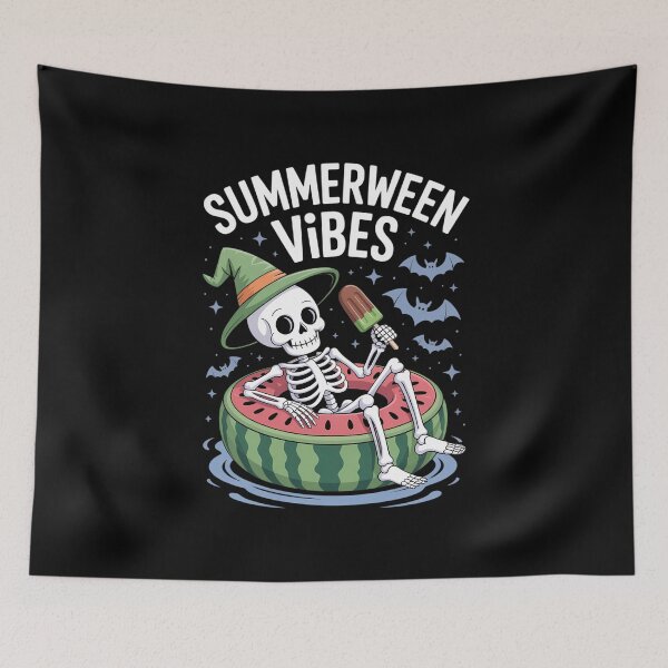 Item preview, Summerween Vibes Spooky Skeleton Halloween Beach Watermelon designed and sold by VENOM0RIOT.
