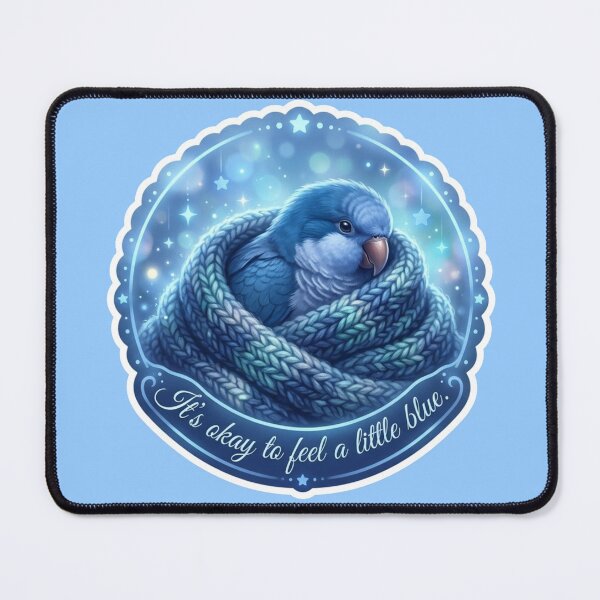 Item preview, Cozy Blue Aesthetic Quaker Parrot: It’s Okay to Feel a Little Blue designed and sold by Paws And Pause.