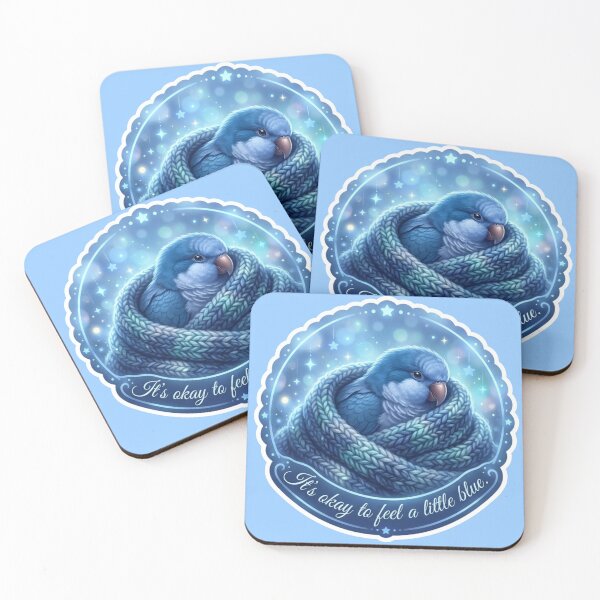 Item preview, Cozy Blue Aesthetic Quaker Parrot: It’s Okay to Feel a Little Blue designed and sold by Paws And Pause.