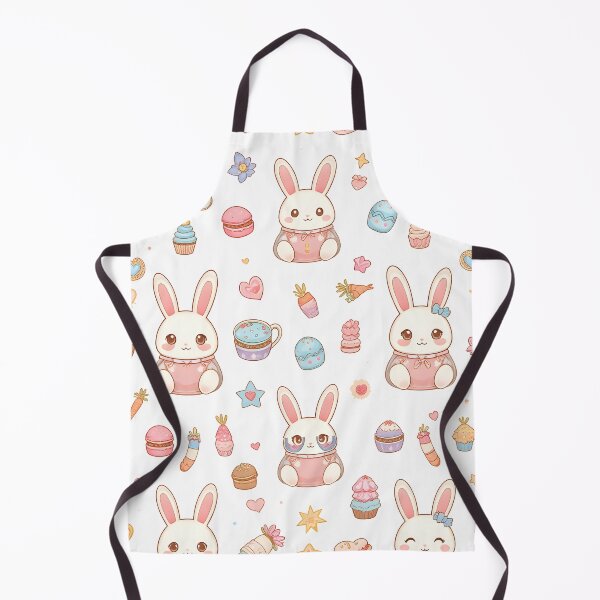 Item preview, Kawaii Bunny Café Easter - Cute Chibi Bunnies with Cupcakes Macarons Sweets Pattern designed and sold by Amplify-n-Co.