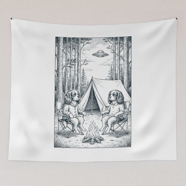 Item preview, Vintage Cavalier King Charles Spaniel Camping UFO Dog Mom Dad Lover designed and sold by TerryConnells.