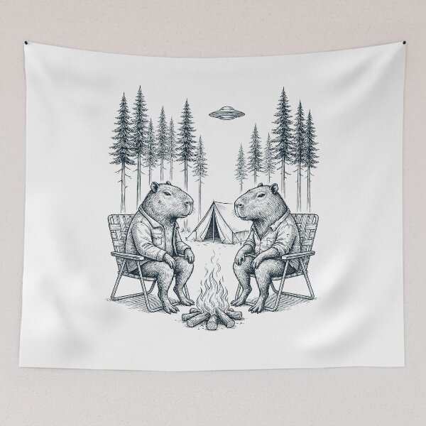 Item preview, Vintage Capybara Camping UFO Animal Lover designed and sold by TerryConnells.