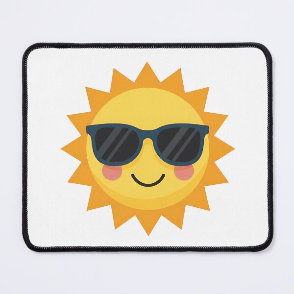 Item preview, cartoon sun with cool sunglasses on a solid black background designed and sold by VerizalShop.
