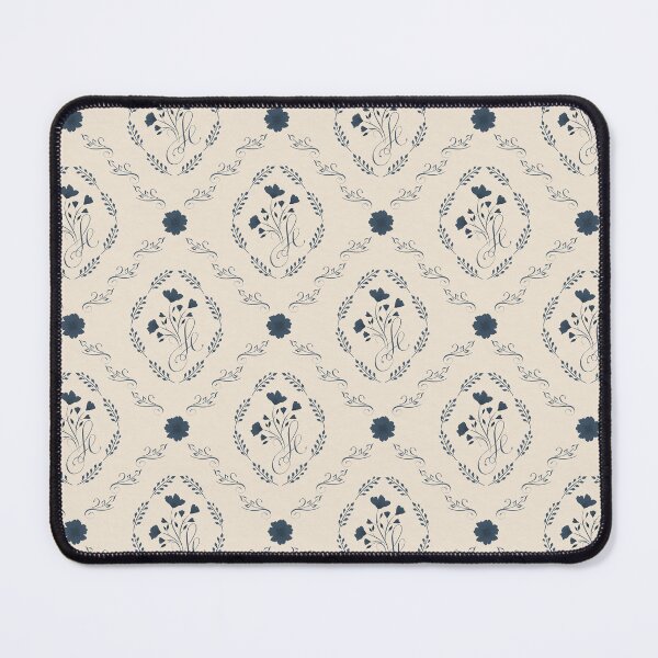 Item preview, romantic damask with cottagecore floral wreath designed and sold by Designs by christel_treiber.