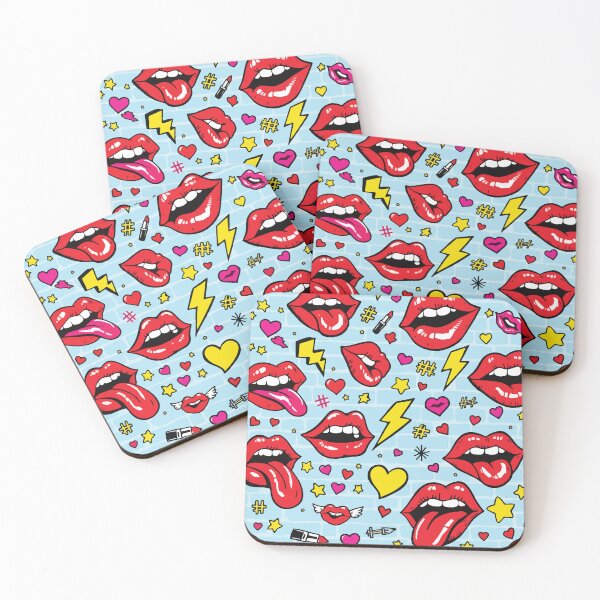 Item preview, Retro Pop Art Lips & Lightning Pattern designed and sold by BrownHorse90s.