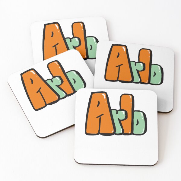 Item preview, Arlo name in orange and sage green bubble letters. Top 10 best personalized gifts for boys and men named Arlo designed and sold by Artonmytee.