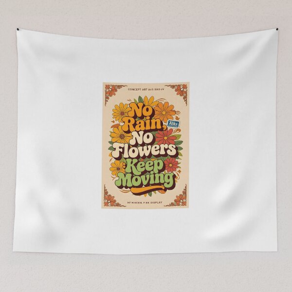 Item preview, Title: No Rain No Flowers - Retro 70s Typography designed and sold by SoulGraphixx.