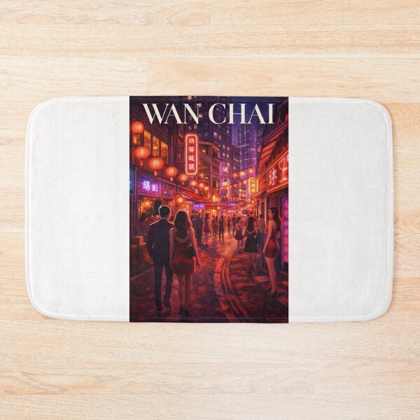 Item preview, Wan Chai Hong Kong Night Street with Neon Signs and Urban Skyline designed and sold by Places On Earth.