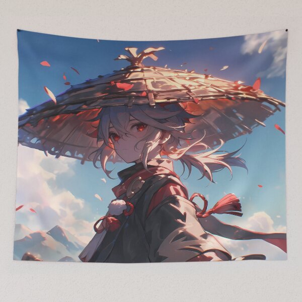 Item preview, Kazuha Genshin Impact Windy Wanderer Straw Hat Maple Leaf Mood designed and sold by Tokyonomad.