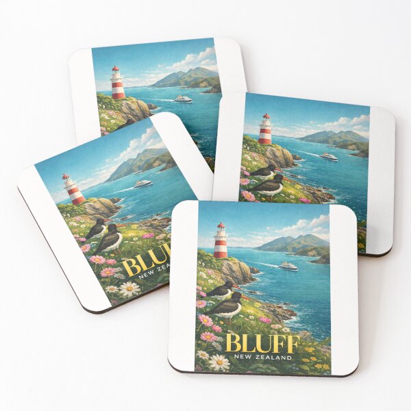 Item preview, Bluff Southland New Zealand Coastline with Stirling Point Lighthouse and Foveaux Strait designed and sold by Places On Earth.