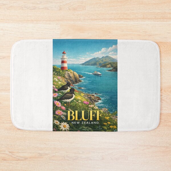 Item preview, Bluff Southland New Zealand Coastline with Stirling Point Lighthouse and Foveaux Strait designed and sold by Places On Earth.
