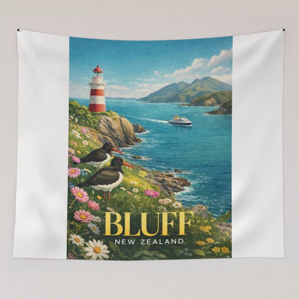 Item preview, Bluff Southland New Zealand Coastline with Stirling Point Lighthouse and Foveaux Strait designed and sold by Places On Earth.