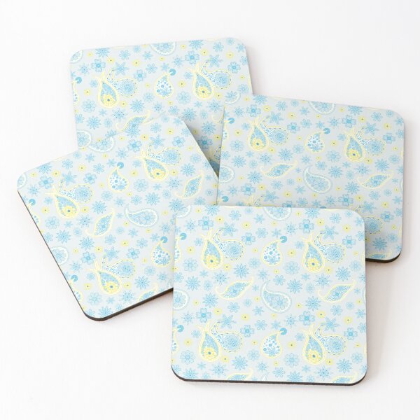 Item preview, Seamless  blue and yellow paisley pattern on a blue background designed and sold by ChaReePat.