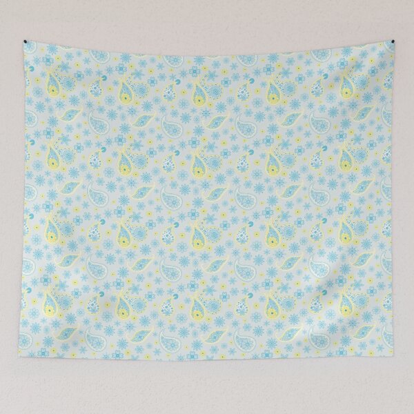 Item preview, Seamless  blue and yellow paisley pattern on a blue background designed and sold by ChaReePat.