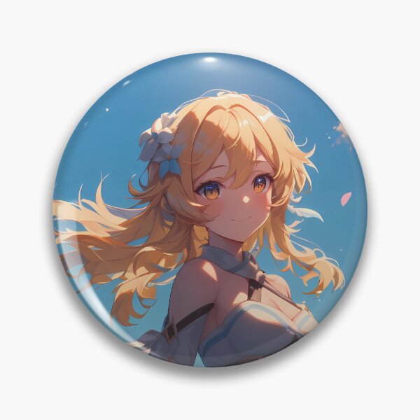 Item preview, Traveler Lumine Genshin Impact Serene Flower Meadow Under Blue Sky designed and sold by Tokyonomad.