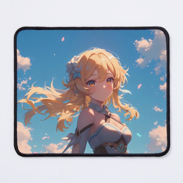 Item preview, Traveler Lumine Genshin Impact Serene Flower Meadow Under Blue Sky designed and sold by Tokyonomad.