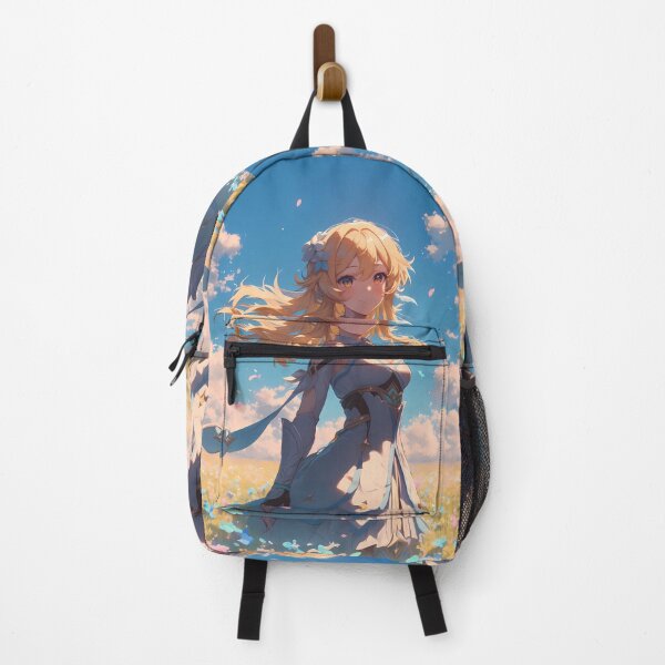 Item preview, Traveler Lumine Genshin Impact Serene Flower Meadow Under Blue Sky designed and sold by Tokyonomad.