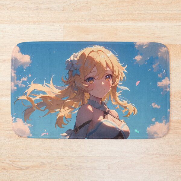 Item preview, Traveler Lumine Genshin Impact Serene Flower Meadow Under Blue Sky designed and sold by Tokyonomad.