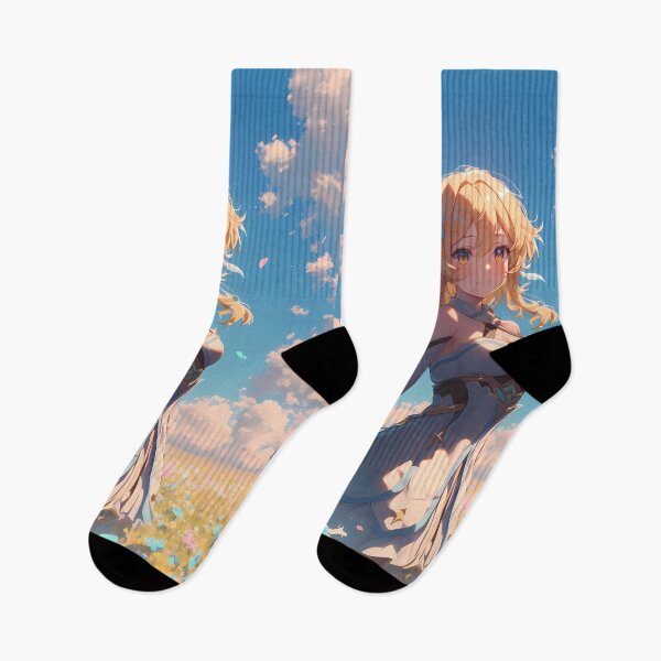 Item preview, Traveler Lumine Genshin Impact Serene Flower Meadow Under Blue Sky designed and sold by Tokyonomad.