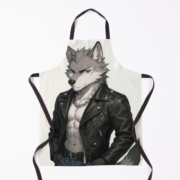 Item preview, Badass Wolf Boy – Furry Biker Aesthetic Leather Jacket Art designed and sold by EchoWave11.