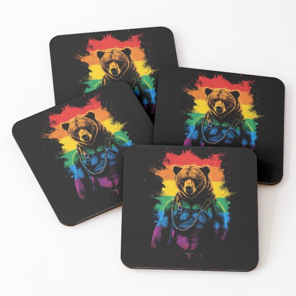 Item preview, Muscular Gay Bear with Rainbow Flag, Bold Art designed and sold by InkDazzle.