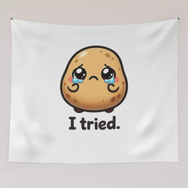 Item preview, Cute Crying Potato Funny Childish Kawaii Minimal Doodle Design designed and sold by EverMuse_0_0.