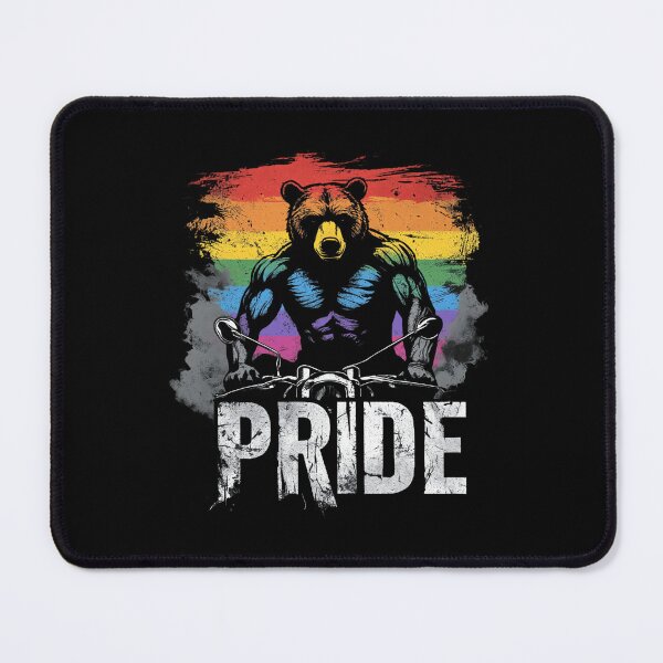 Item preview, Muscular Bear Biker Rainbow Pride - Bold LGBT Statement designed and sold by InkDazzle.