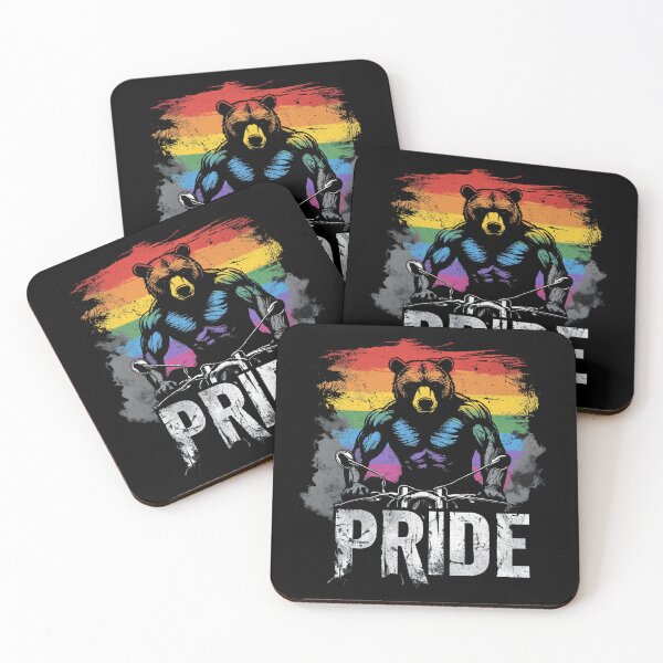 Item preview, Muscular Bear Biker Rainbow Pride - Bold LGBT Statement designed and sold by InkDazzle.