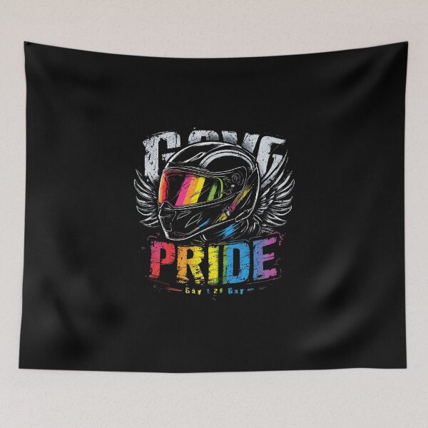 Item preview, Gay biker pride helmet, rainbow graphic designed and sold by InkDazzle.