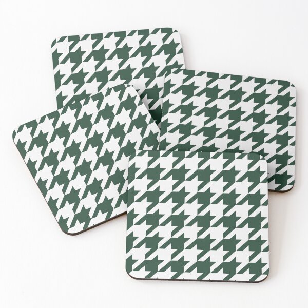 Item preview, White And Forest Green Houndstooth Pattern designed and sold by pattern-archive.