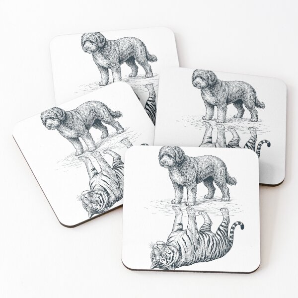 Item preview, Vintage Portuguese Water Dog Reflection Tiger Dog Lover designed and sold by DoodleTortle.