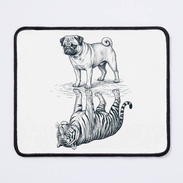 Item preview, Vintage Pug Reflection Tiger Dog Lover designed and sold by DoodleTortle.