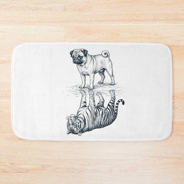 Item preview, Vintage Pug Reflection Tiger Dog Lover designed and sold by DoodleTortle.