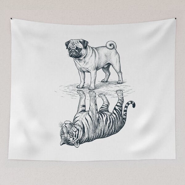 Item preview, Vintage Pug Reflection Tiger Dog Lover designed and sold by DoodleTortle.