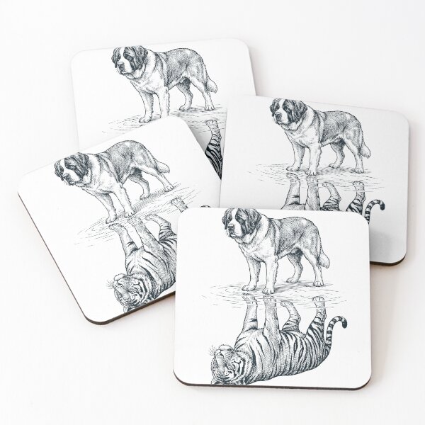 Item preview, Vintage Saint Bernard Reflection Tiger Dog Lover designed and sold by DoodleTortle.