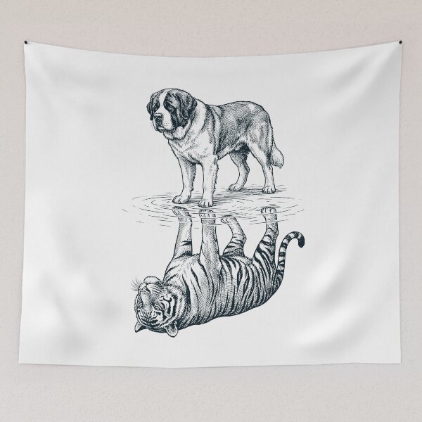 Item preview, Vintage Saint Bernard Reflection Tiger Dog Lover designed and sold by DoodleTortle.