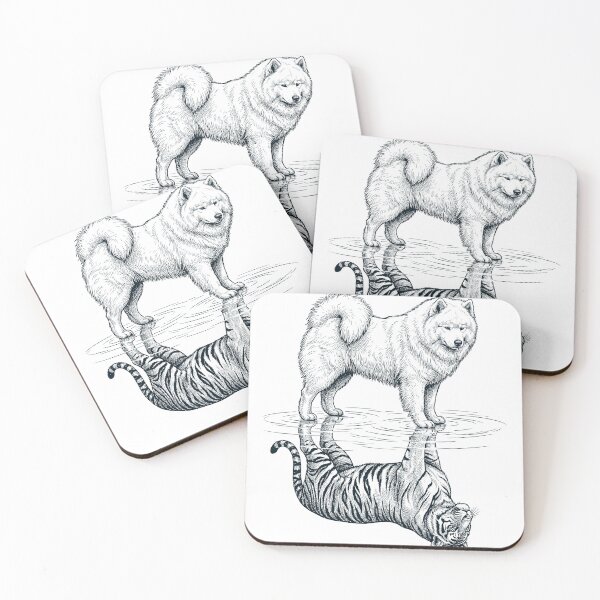 Item preview, Vintage Samoyed Reflection Tiger Dog Lover designed and sold by DoodleTortle.