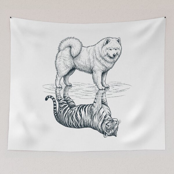 Item preview, Vintage Samoyed Reflection Tiger Dog Lover designed and sold by DoodleTortle.
