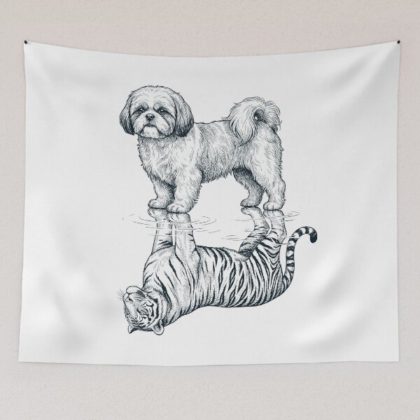 Item preview, Vintage Shih Tzu Reflection Tiger Dog Lover designed and sold by DoodleTortle.