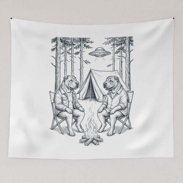 Item preview, Vintage Chinese Shar Pei Camping UFO Dog Mom Dad Lover designed and sold by TerryConnells.