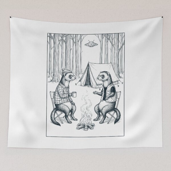 Item preview, Vintage Ferret Camping UFO Animal Lover designed and sold by TerryConnells.